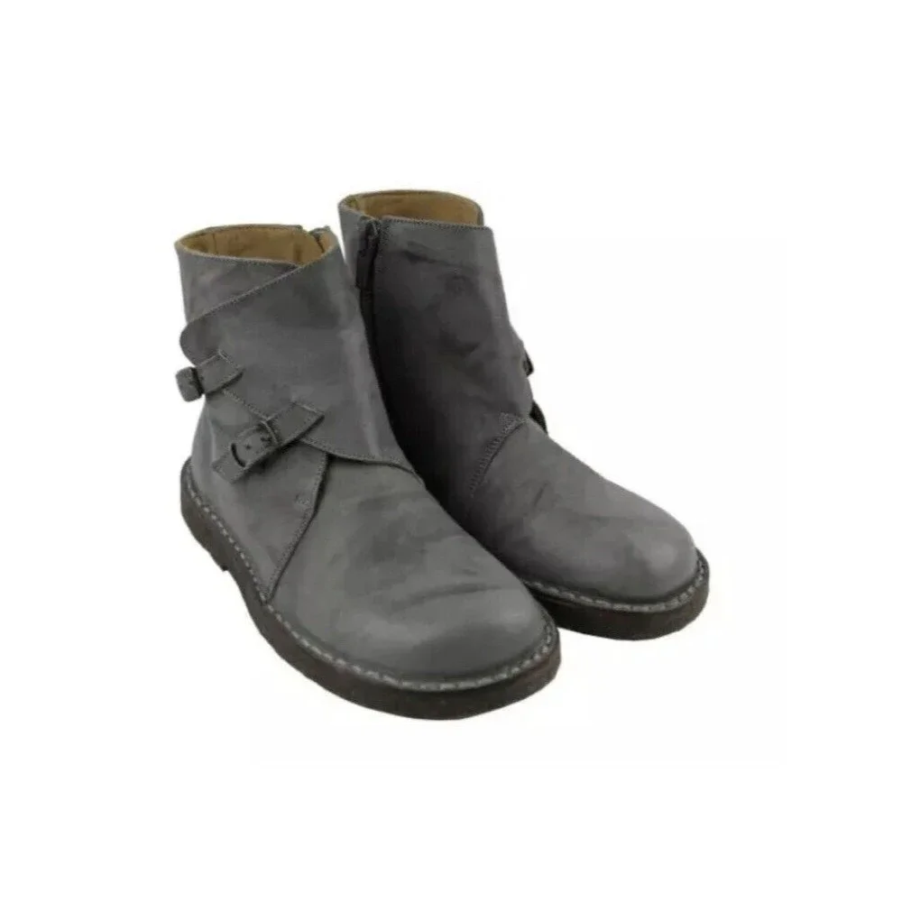 New PePe Grey Leather Buckle Ankle Girls Boots Shoes Eu 31 Us 13 13.5, 32 US 1